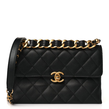 Chanel Lambskin Quilted Small Chain Flap Black 1 of 9