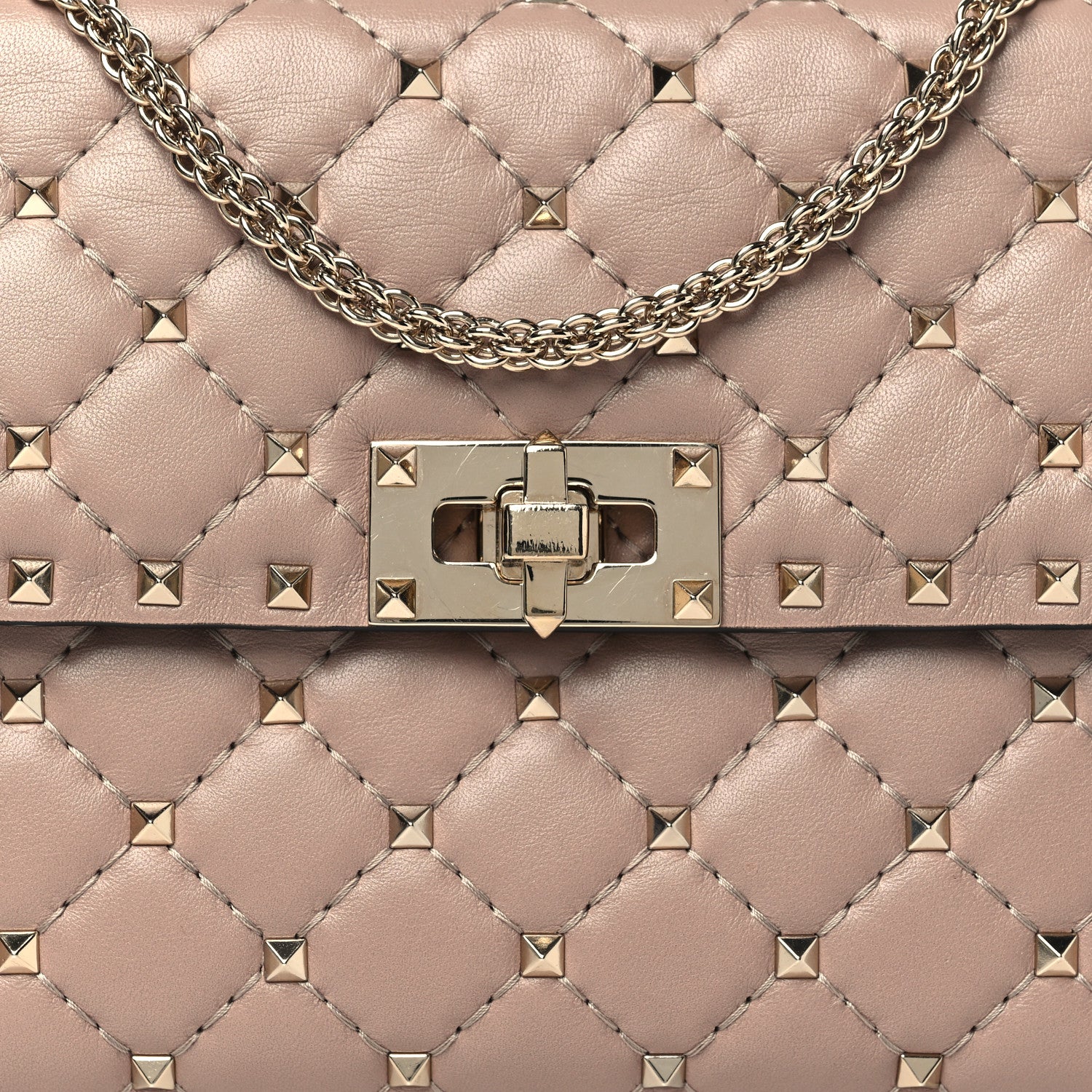 Valentino Garavani Lambskin Medium Rockstud Spike Shoulder Bag Poudre 7 of 9