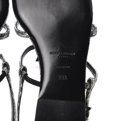 Saint Laurent Calfskin Cassandra Monogram Sandals 38.5 Argento 8 of 9