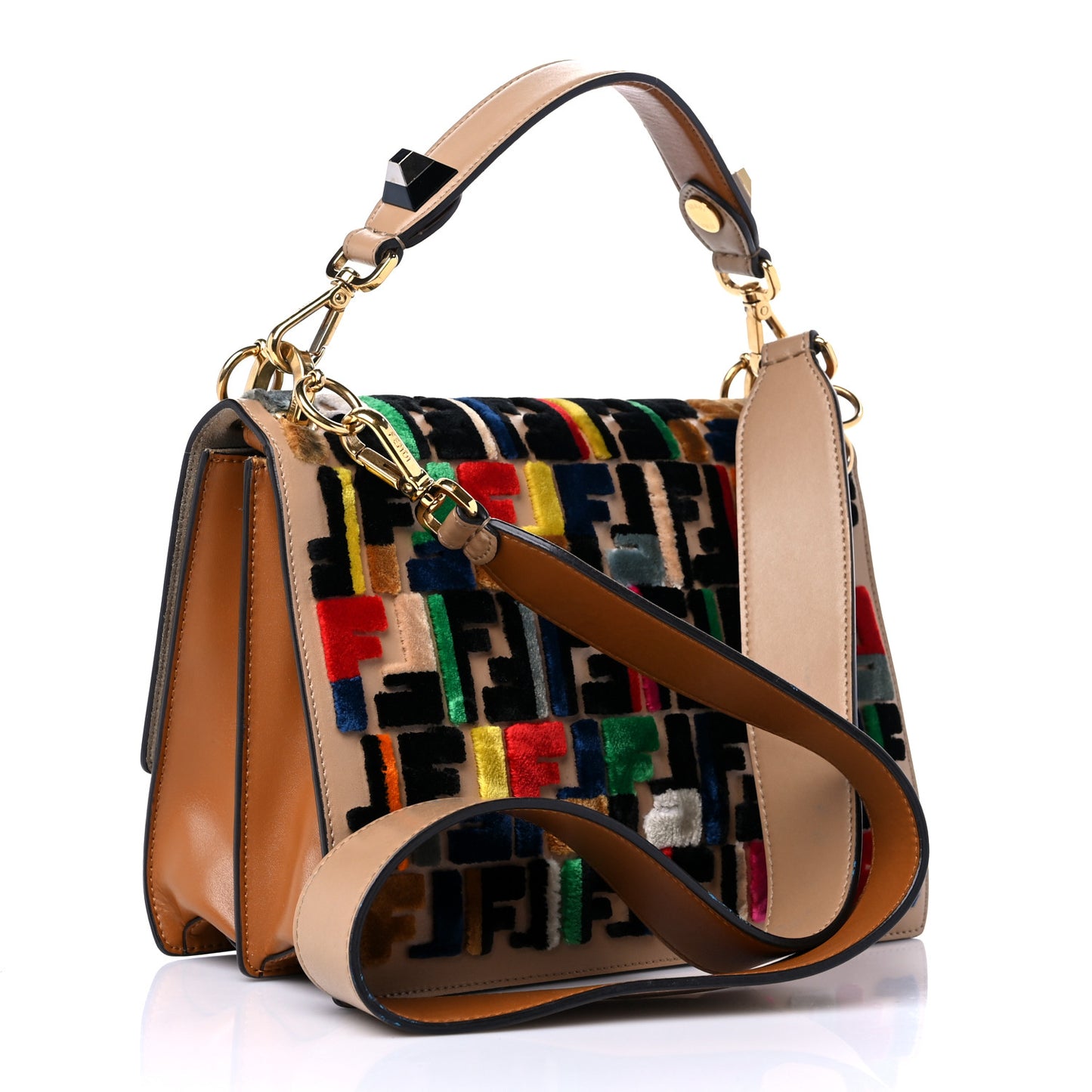 Vitello Liberty Velvet FF Multicolor Kan I Shoulder Bag Multicolor Cuoio