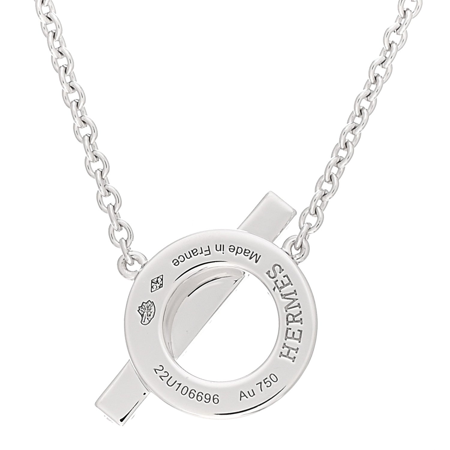 Hermes 18K White Gold Diamond Finesse Pendant Necklace 4 of 5