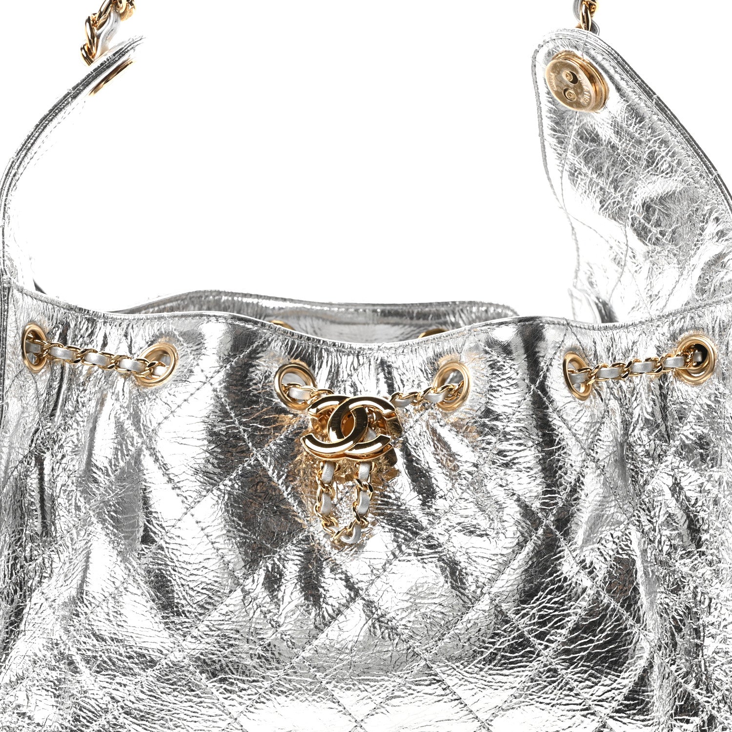 Chanel Metallic Aged Calfskin Quilted Small Chanel 25 Handbag Silver 8 of 12