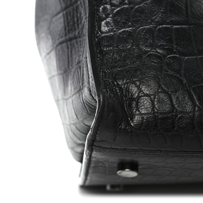 Saint Laurent Calfskin Crocodile Embossed Small Monogram Cabas Black 20 of 21