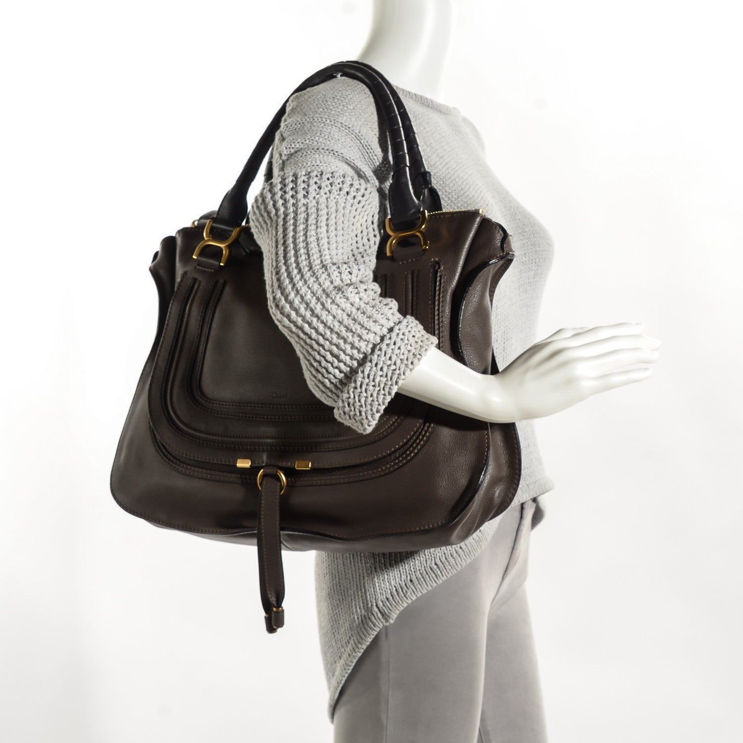 Chloe Calfskin Large Marcie Satchel Ash 2 of 10