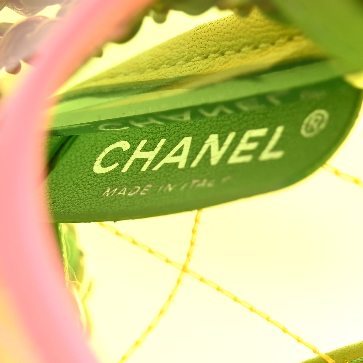 Lambskin PVC Quilted Mini Coco Splash Flap Yellow Green Pink