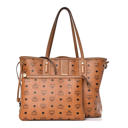 MCM Visetos Medium Liz Reversible Shopper Tote Cognac 1 of 31