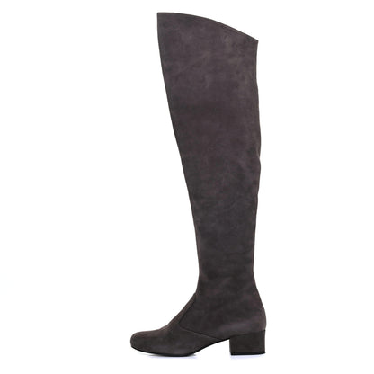 Saint Laurent Suede Babies 40 Over The Knee Boots 36 Road Grey 1 of 19