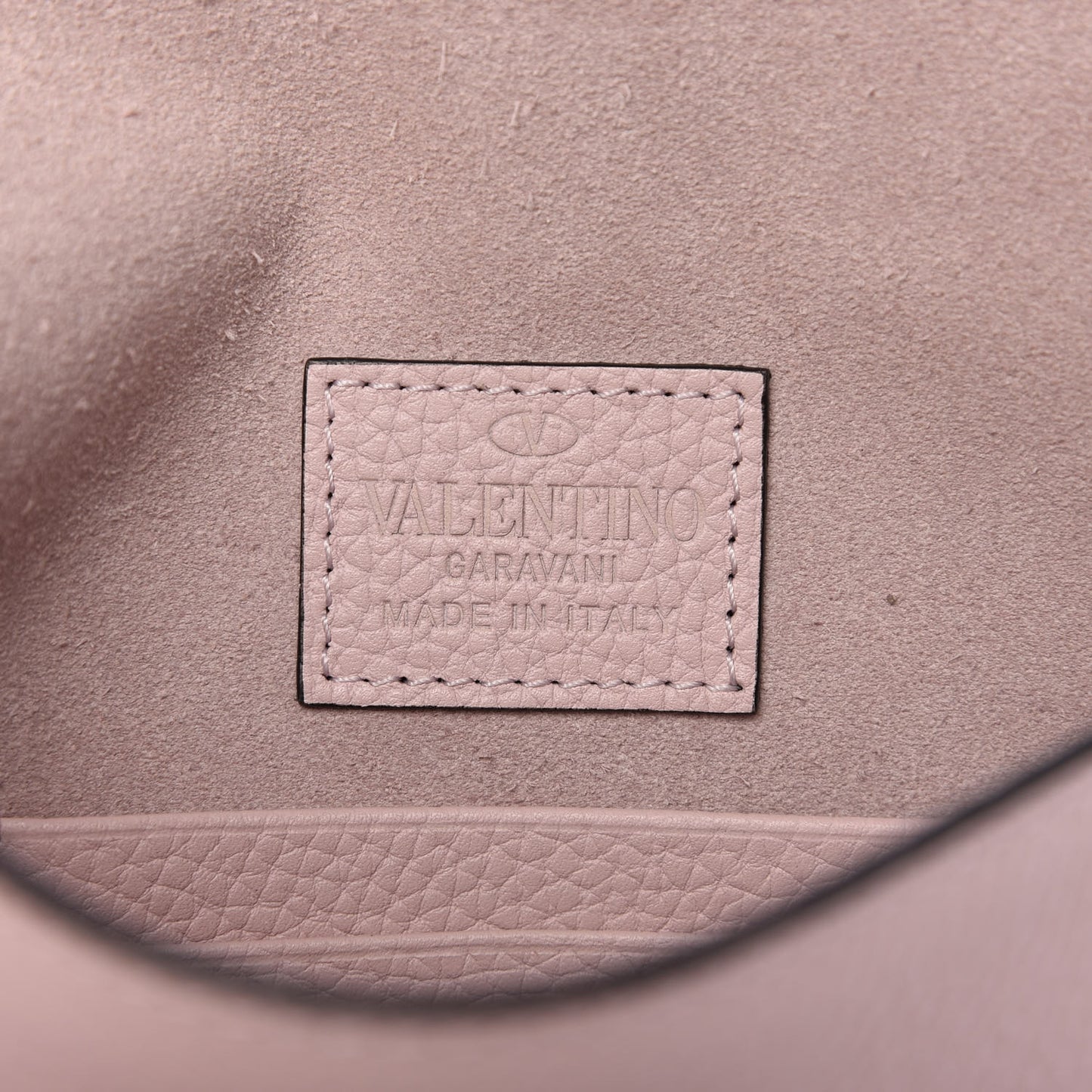 Pebbled Calfskin Medium Rockstud Envelope Flat Wristlet Pouch Water Rose