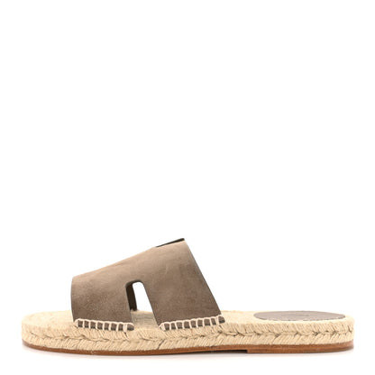 Hermes Suede Goatskin Mens Antigua Espadrille Sandals 43 Beige Sable 1 of 10