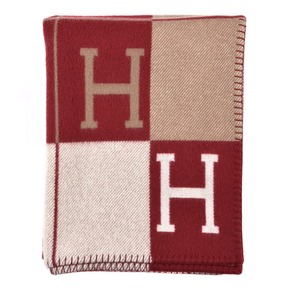 Hermes Wool Cashmere Avalon III Blanket Ecru Rouge H 1 of 3