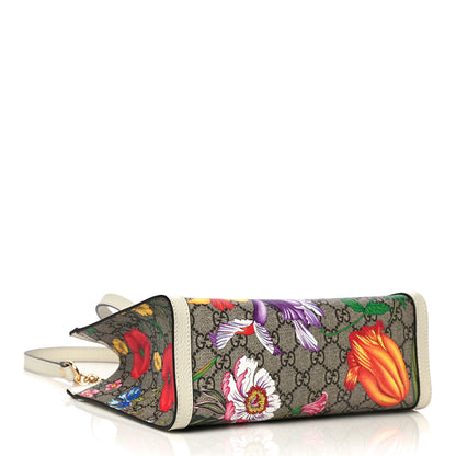 Gucci GG Supreme Monogram Flora Textured Calfskin Small Padlock Tote Beige Ebony Multicolor Mystic White 4 of 11