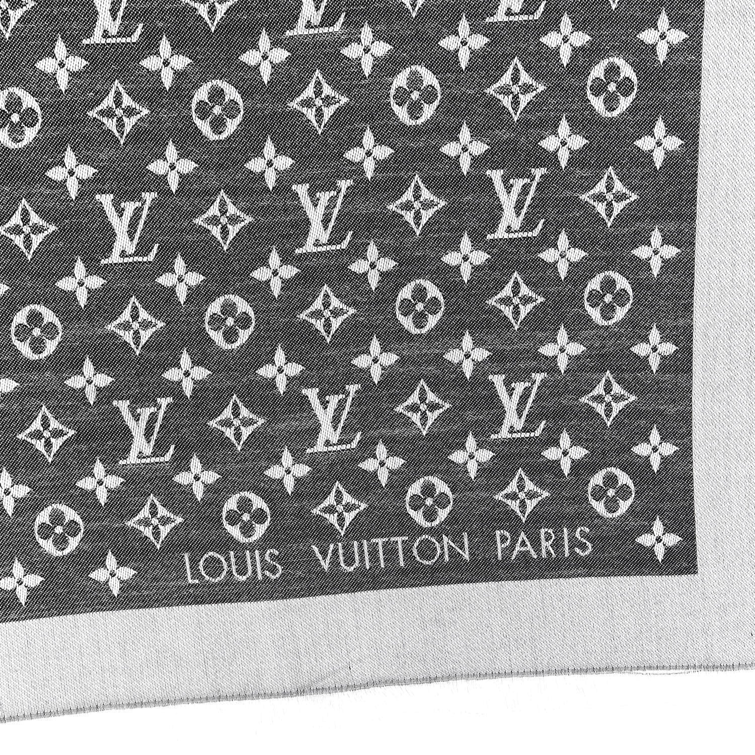 Louis Vuitton Silk Wool Monogram Denim Shawl Black 3 of 4