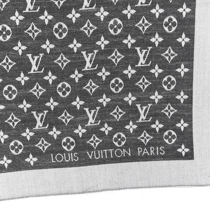 Louis Vuitton Silk Wool Monogram Denim Shawl Black 3 of 4