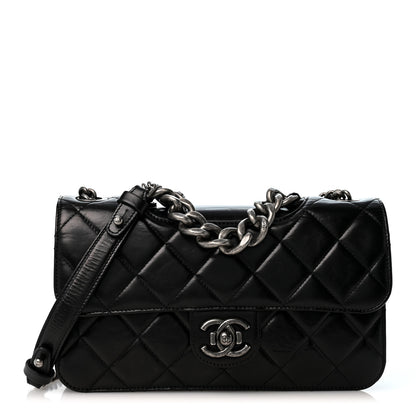 Chanel Glazed Calfskin Quilted Medium Perfect Edge Flap Black 1 of 12