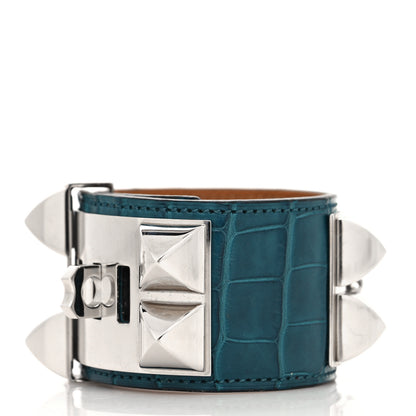 Hermes Matte Alligator Collier De Chien CDC Bracelet S Bleu Izmir 3 of 6