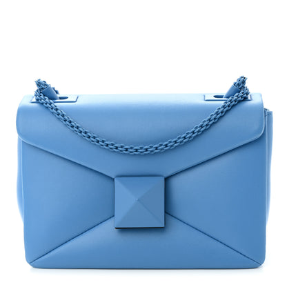 Valentino Garavani Nappa Tonal One Stud Shoulder Bag Denim 1 of 9