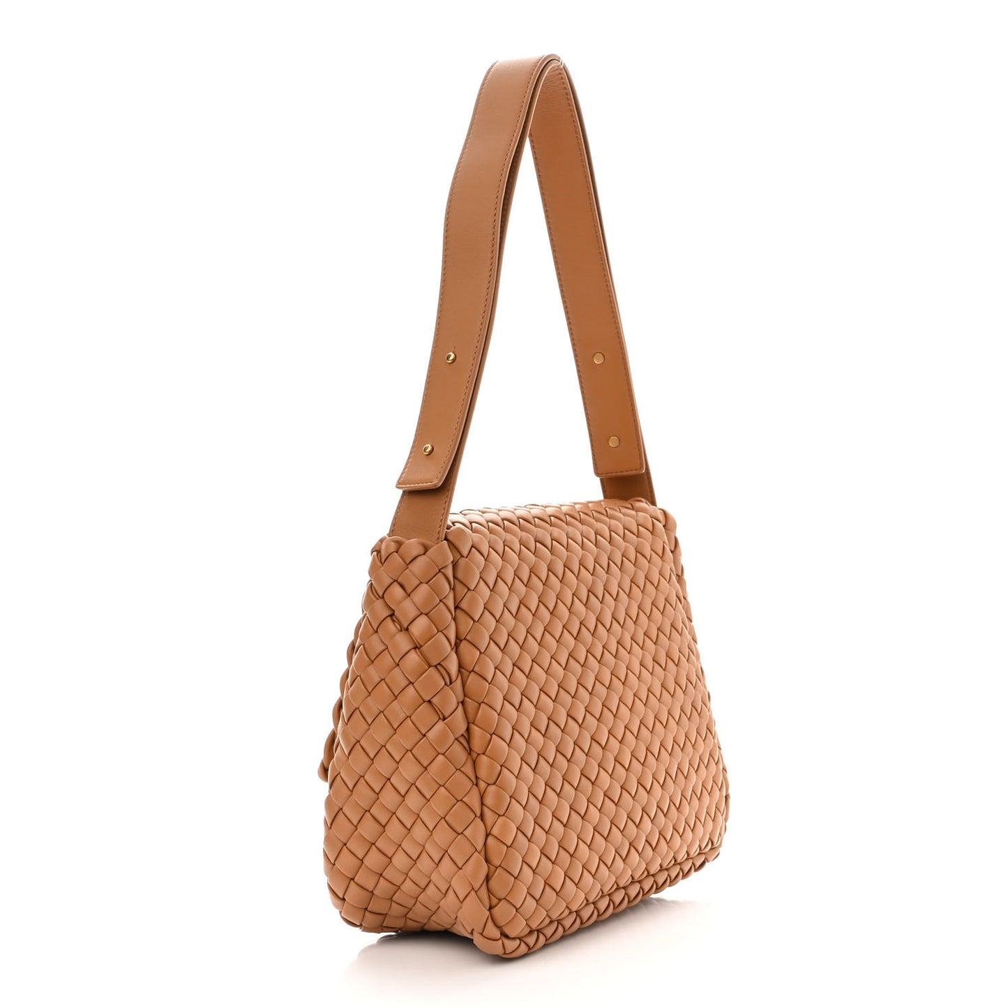 Nappa Intrecciato Cobble Shoulder Bag Caramel