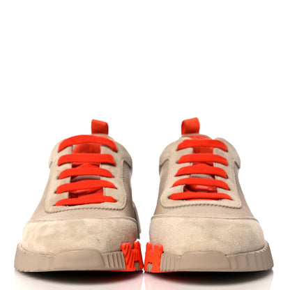 Hermes Goatskin Suede Goatskin Bouncing Sneakers 37.5 Beige Sarrasin 2 of 8