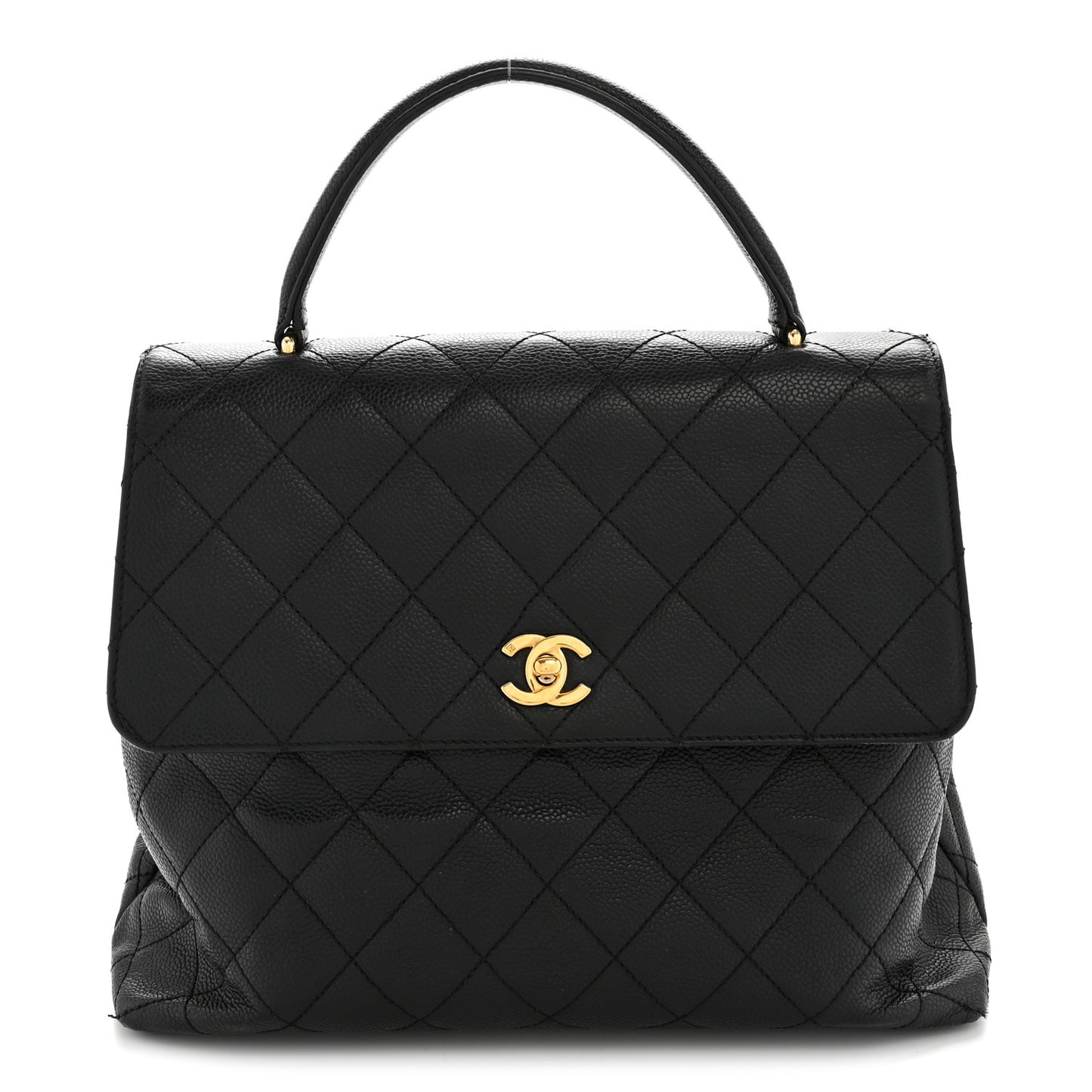Caviar Quilted Jumbo Kelly Flap Black