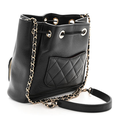 Chanel Caviar Quilted CC Pocket Bucket Bag Black 3 of 11