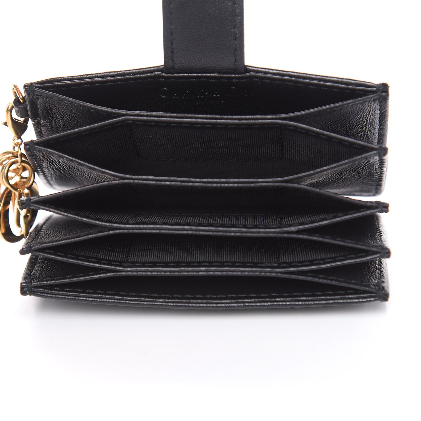 Lambskin Studded Cannage Lady Dior 5-Gusset Card Holder Black