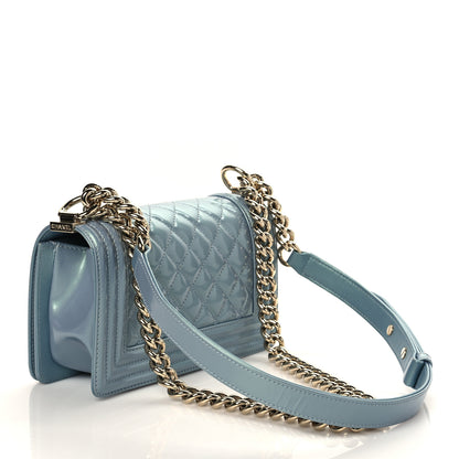 Chanel Iridescent Glazed Calfskin Quilted Small Boy Flap Light Blue 3 of 10