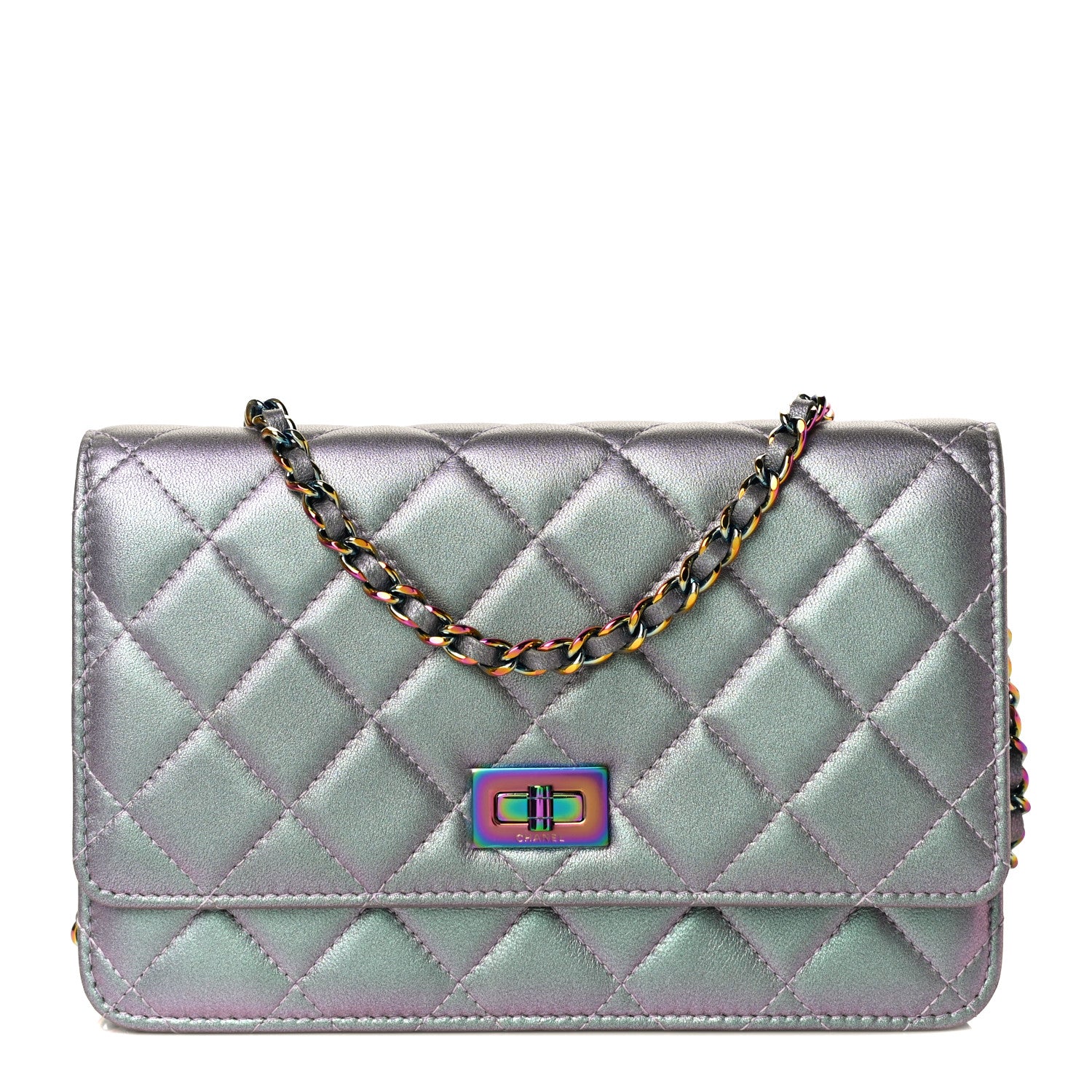 Chanel Iridescent Lambskin Quilted Reissue Wallet On Chain WOC Light Purple 1 of 12