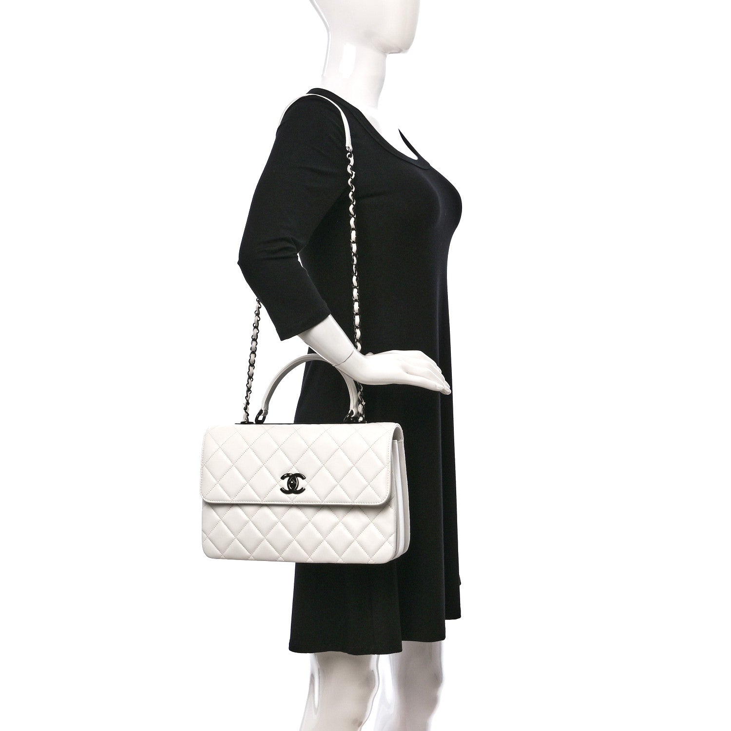 Chanel Lambskin Quilted Medium Trendy CC Flap Dual Handle Bag White 2 of 10