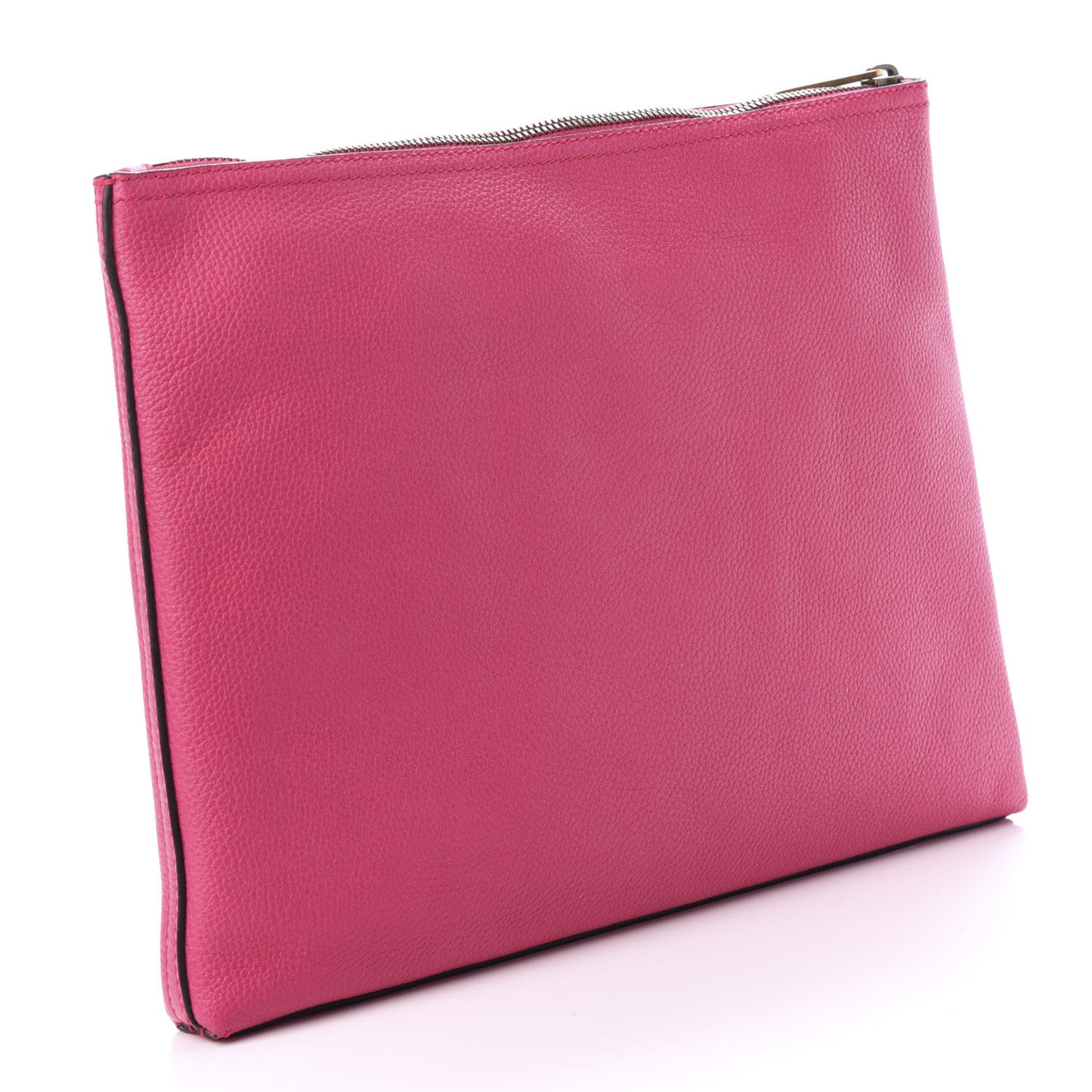 Pebbled Calfskin Medium Logo Portfolio Clutch Box Pink Green