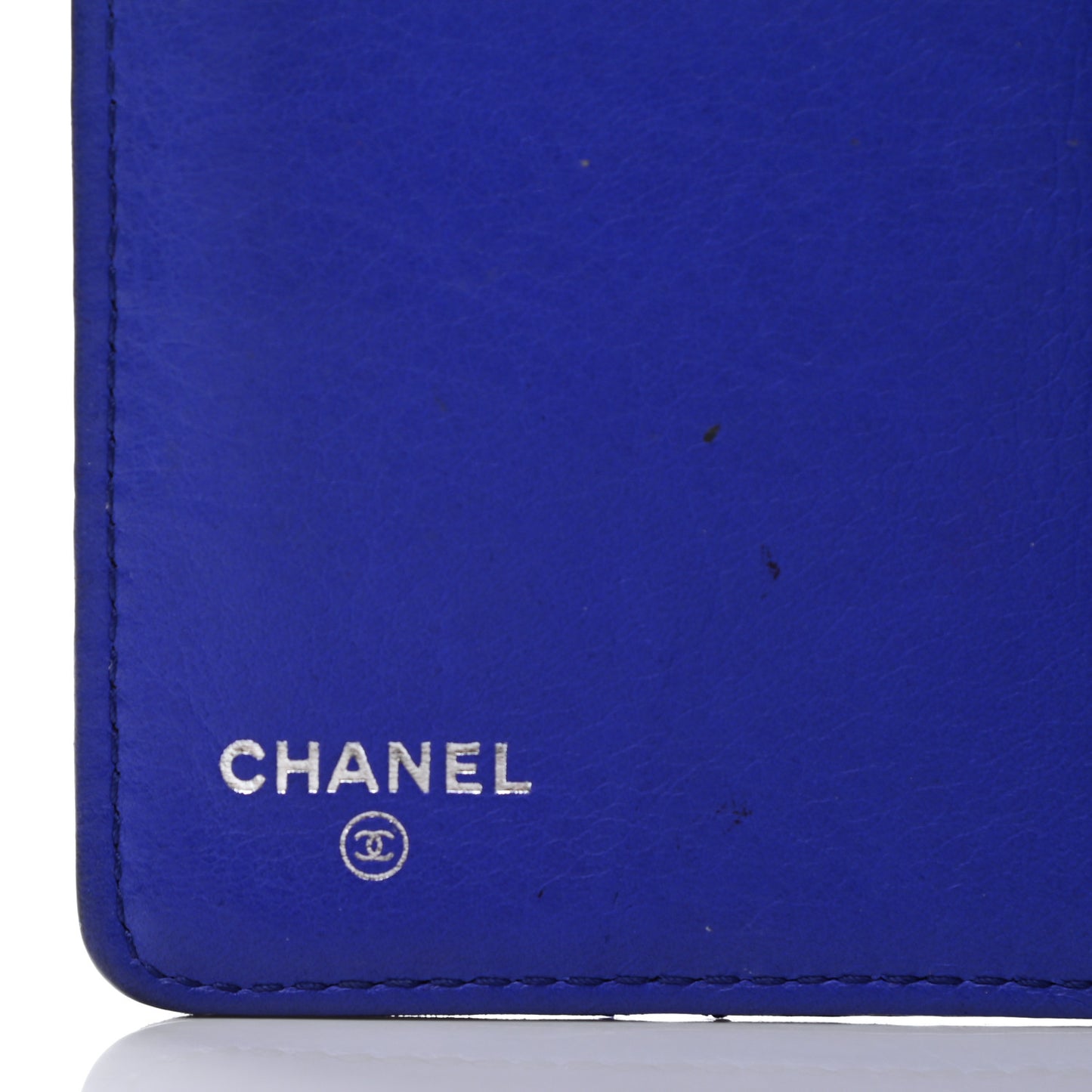 Calfskin Diamond Stitched Yen Wallet Blue