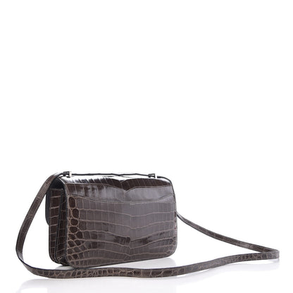 Hermes Shiny Niloticus Crocodile Constance Elan 25 Chocolate 3 of 9