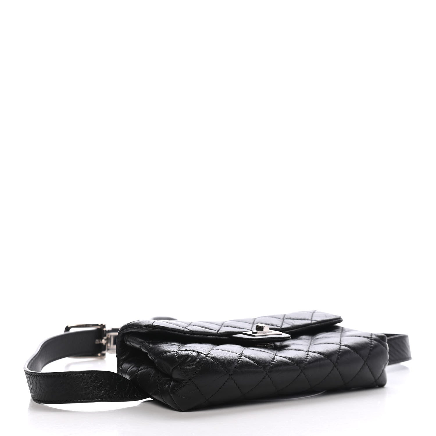 Chanel Calfskin Quilted 2.55 Reissue Flap Belt Bag Clutch Black 3 of 9