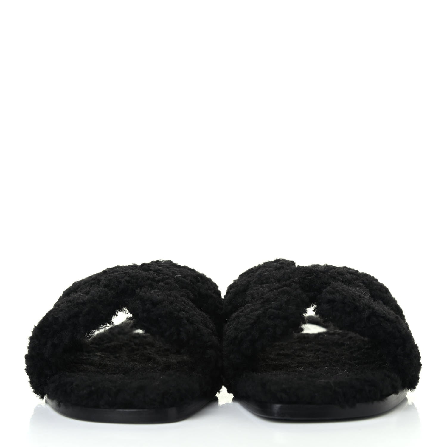 Hermes Woolskin Oran Sandals 37 Black 2 of 4