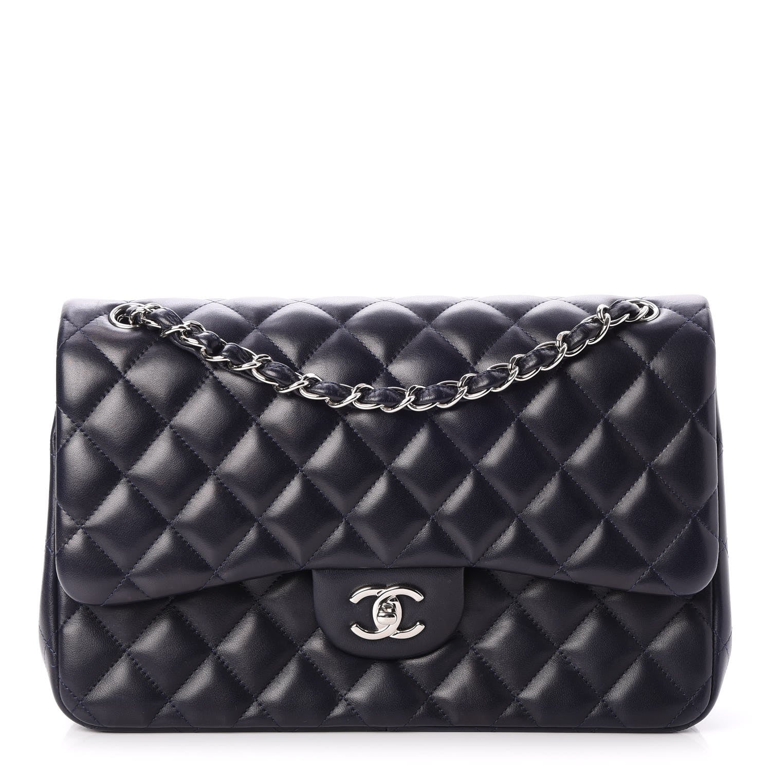 Chanel Lambskin Quilted Jumbo Double Flap Dark Navy 1 of 8