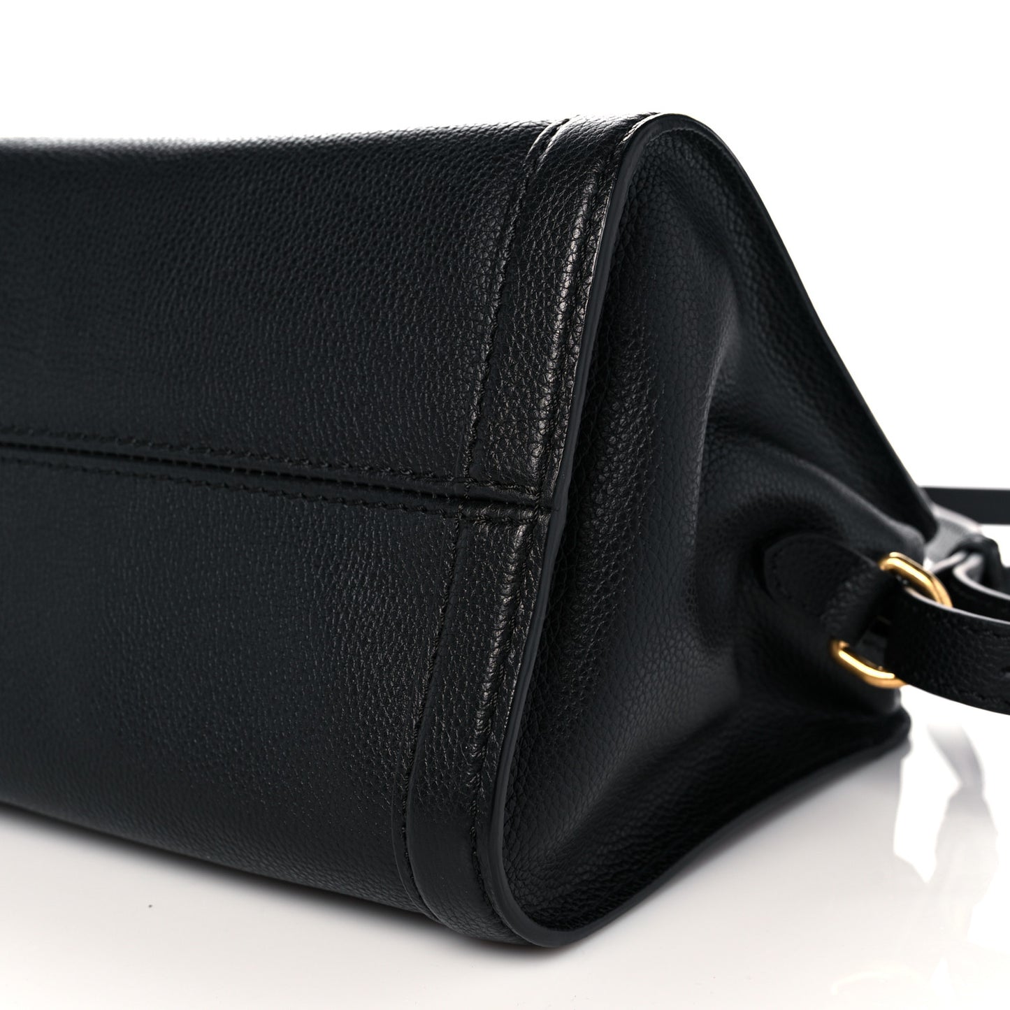 Pebbled Calfskin Small Skull Padlock Zip Around Tote Black