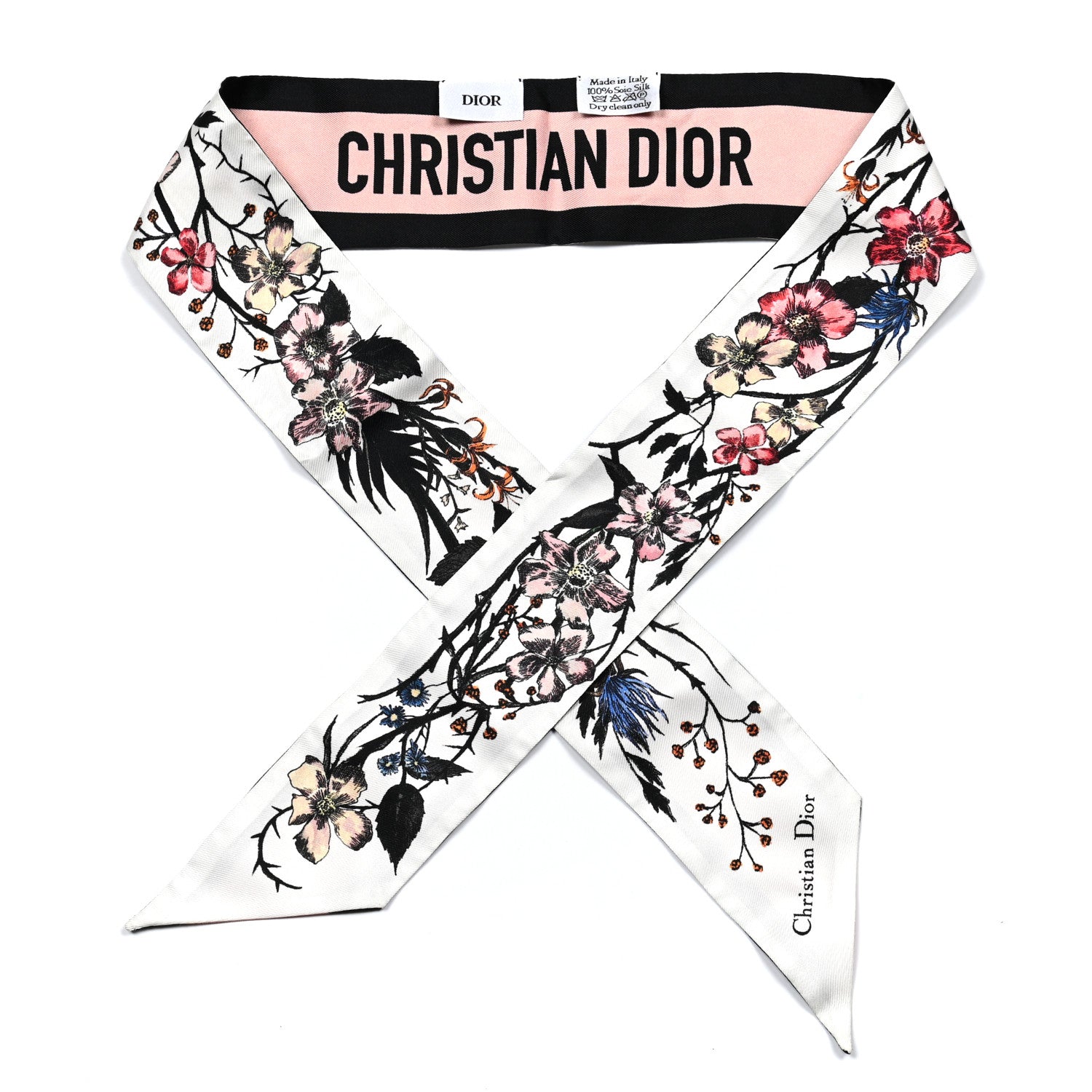 Christian Dior Silk Rosa Mutabilis Mitzah Scarf Beige 1 of 3