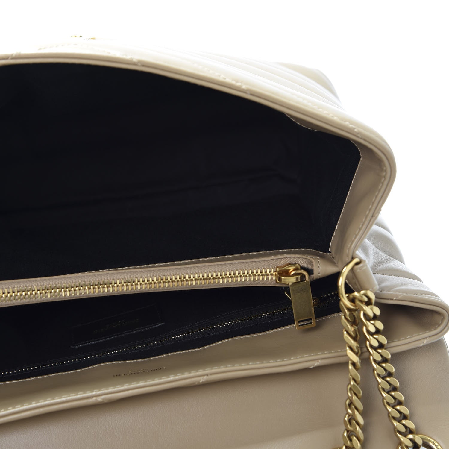Saint Laurent Calfskin Y Quilted Monogram Medium Loulou Chain Satchel Dark Latte 4 of 10