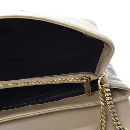 Saint Laurent Calfskin Y Quilted Monogram Medium Loulou Chain Satchel Dark Latte 4 of 10