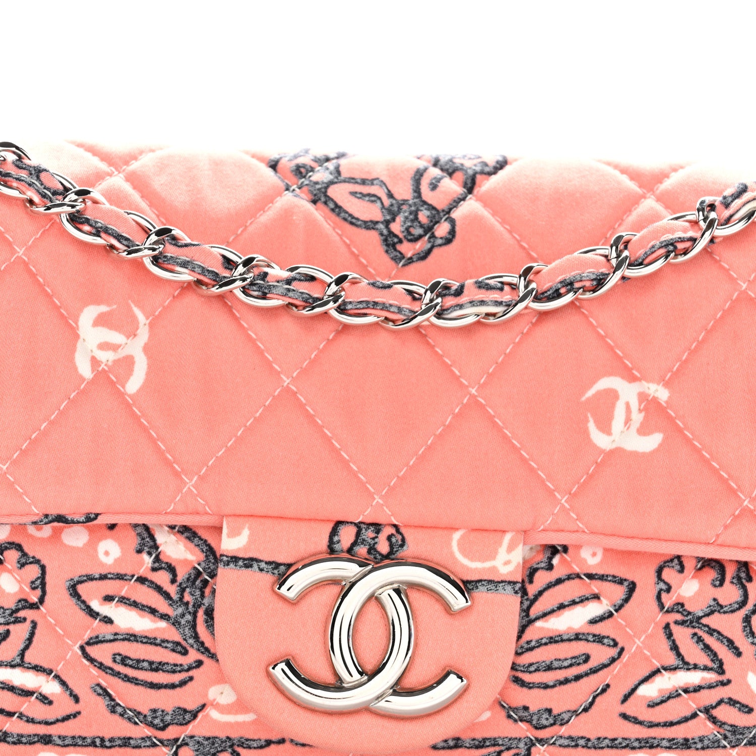 Chanel Cotton Quilted Small Bandana Single Flap Pink 15 of 19