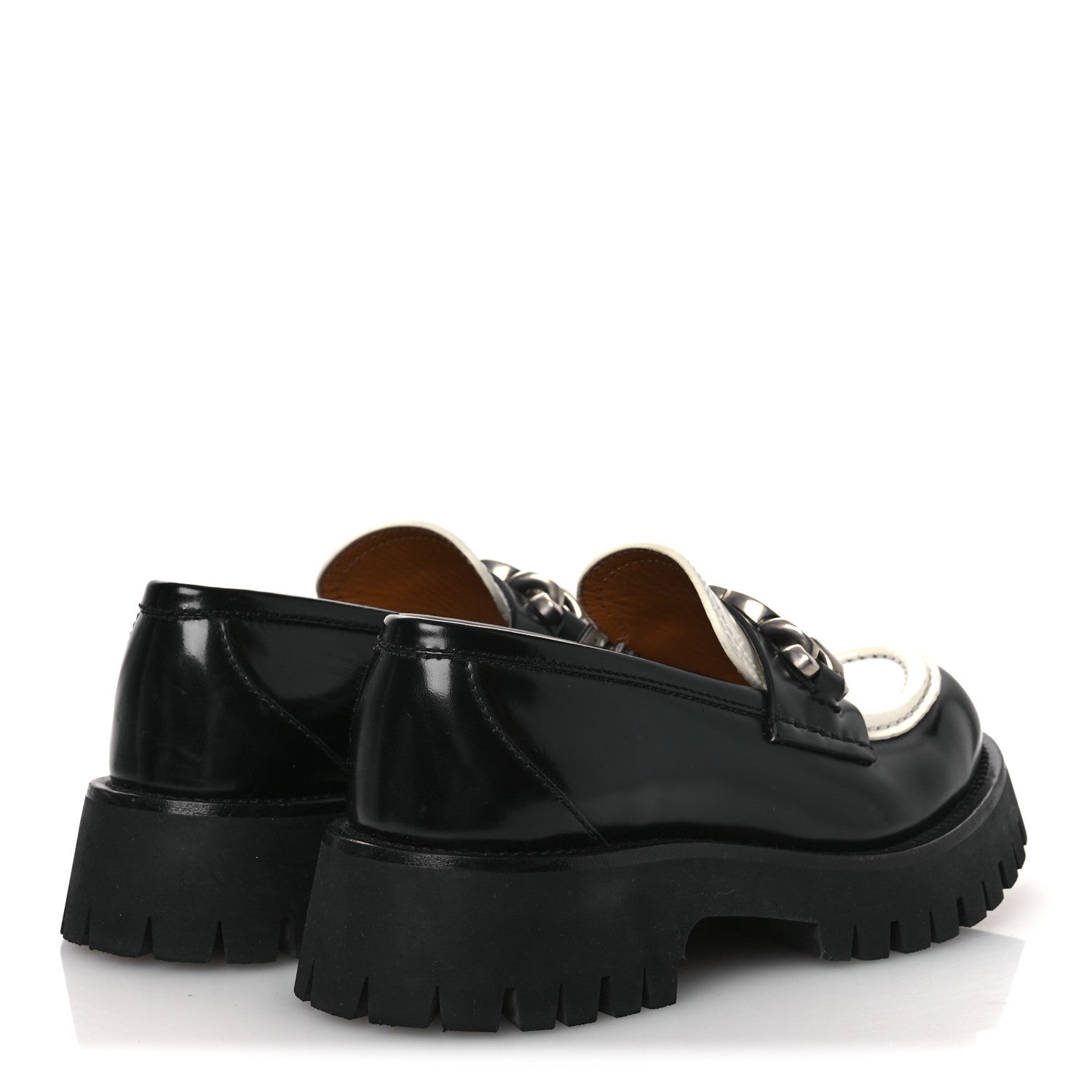 Gucci Cordovan Lux Womens Interlocking G Platform Lug Sole Loafers 36 Black Off White 5 of 13