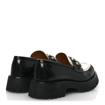Gucci Cordovan Lux Womens Interlocking G Platform Lug Sole Loafers 36 Black Off White 5 of 13