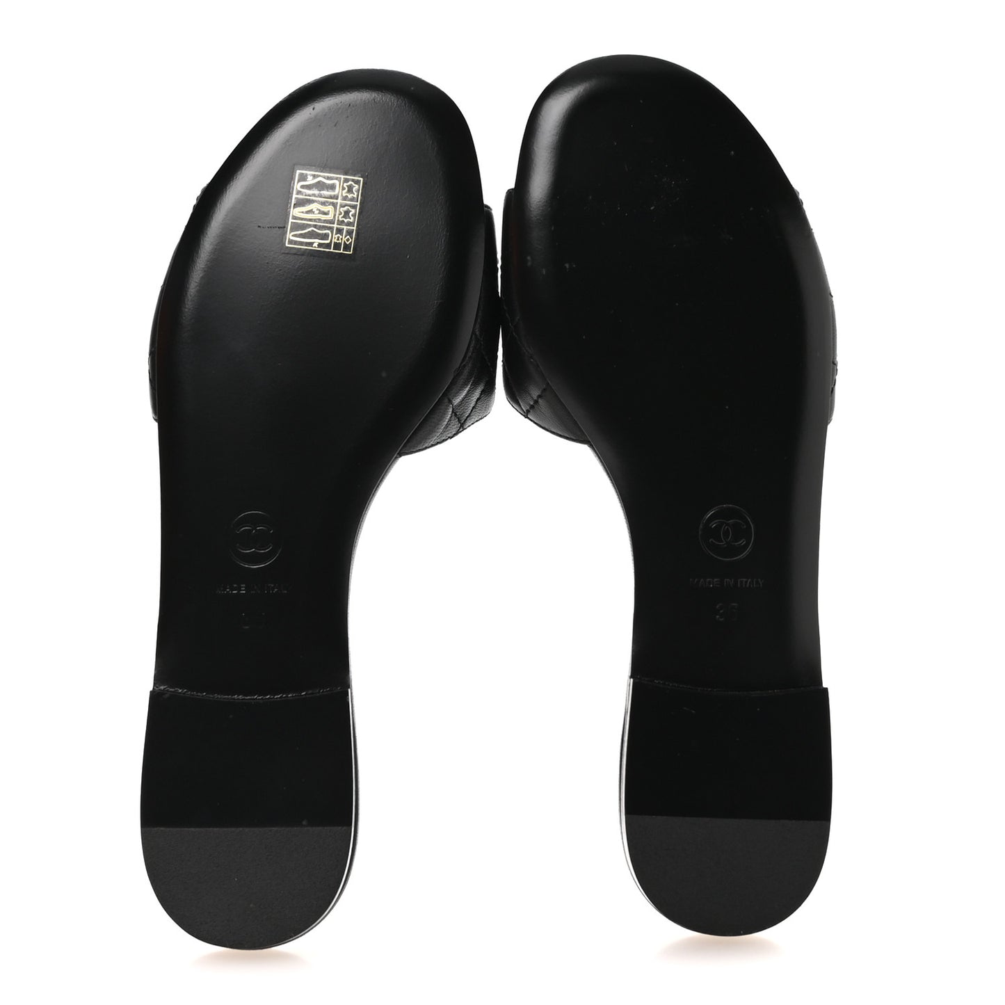 Lambskin Quilted CC Turnlock Sandals 36 Black