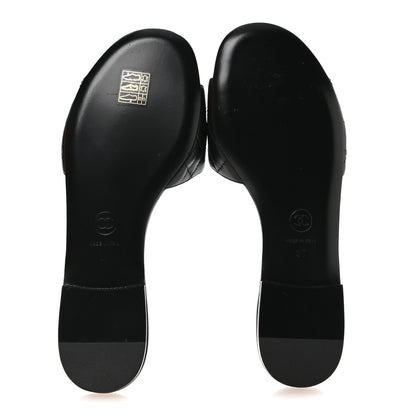 Chanel Lambskin Quilted CC Turnlock Sandals 36 Black 6 of 9