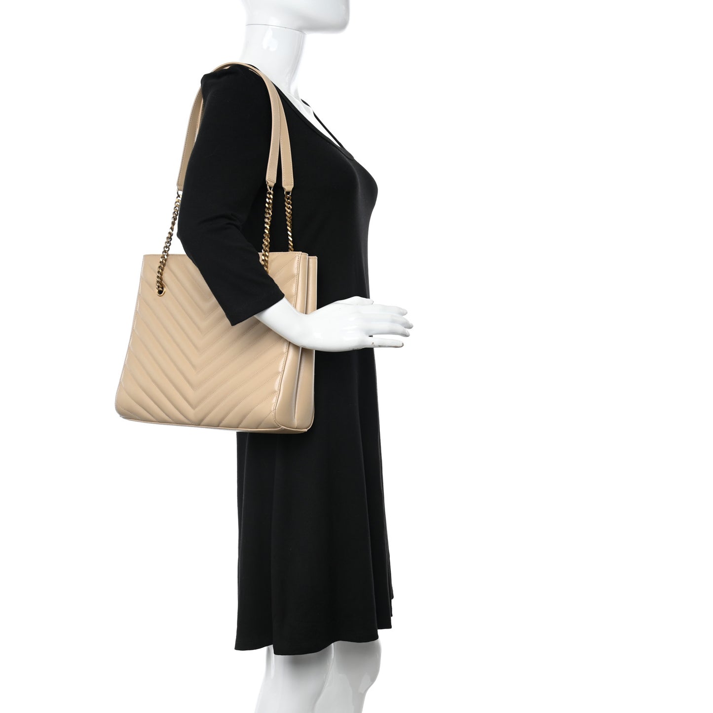 Grain de Poudre Matelasse Chevron Medium Tribeca Shopping Bag Nude Powder