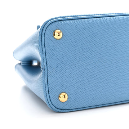Prada Saffiano Cuir Mini Double Bag Cobalto 9 of 10