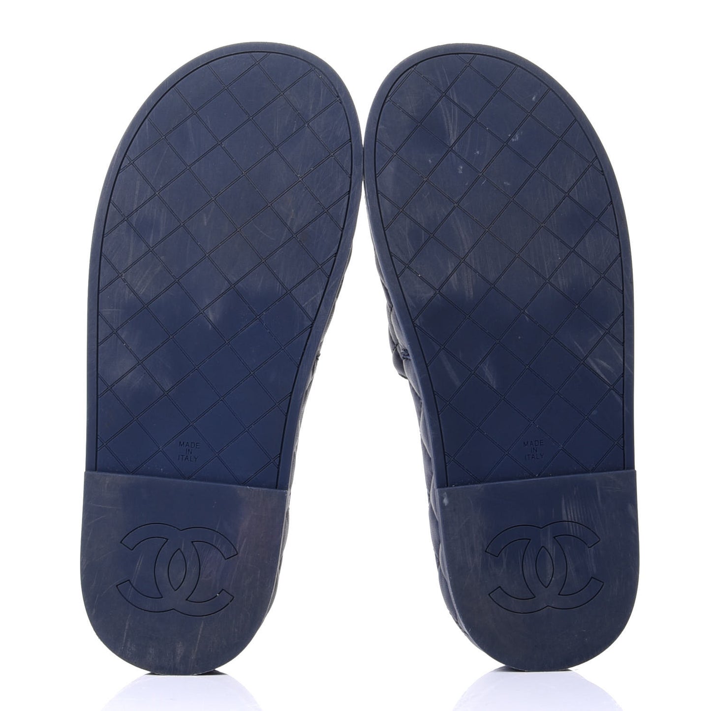 Lambskin Quilted CC Mules Sandals 39 Navy Blue