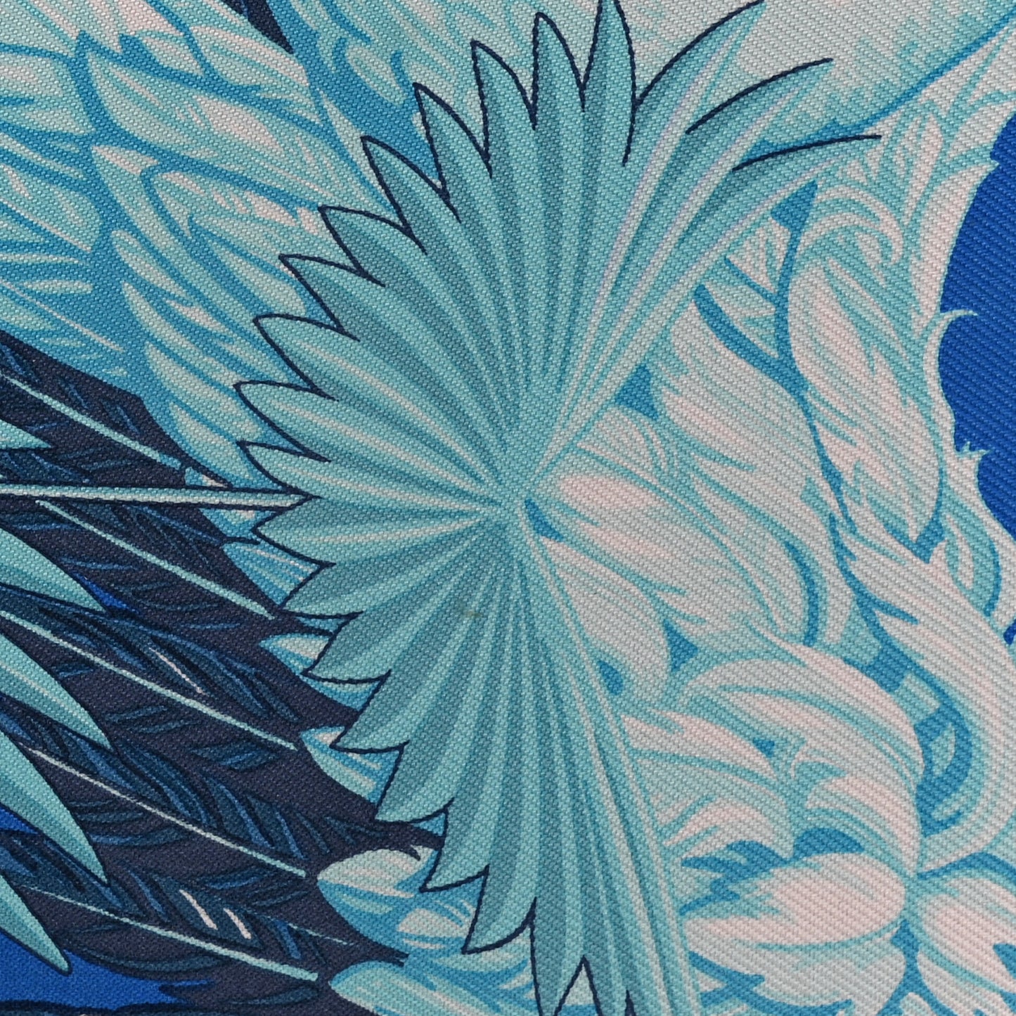 Epsom Printed Silk Flamingo Party Soie-Cool Wallet Mykonos Bleu Atoll