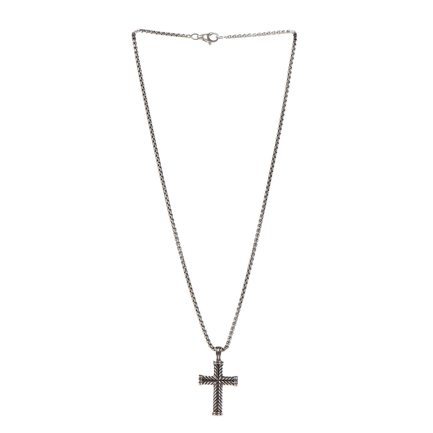 David Yurman Sterling Silver Chevron Cross Necklace 3 of 6
