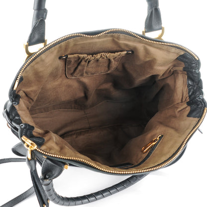 Chloe Calfskin Braided Large Marcie Satchel Black 5 of 7