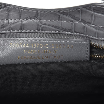 Balenciaga Calfskin Crocodile Embossed Giant 12 Gold Hardware Mini City Gris Beton 8 of 9